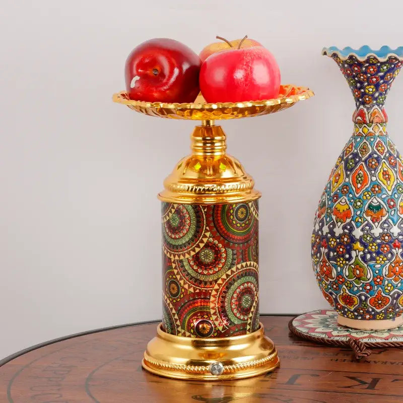 Ornate golden mosaic fruit platter desk lamp bedroom night light