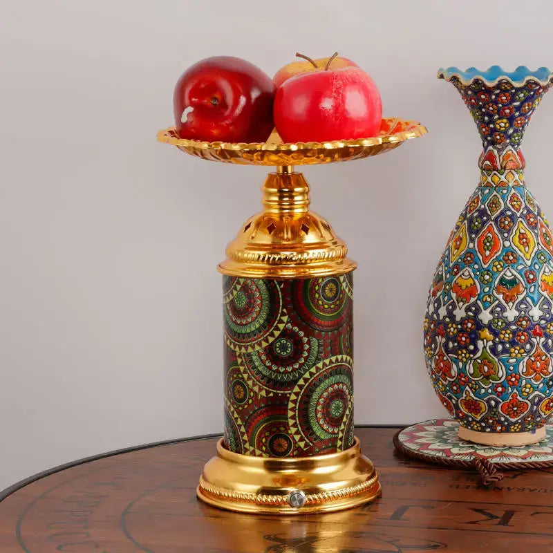 Ornate golden mosaic fruit platter desk lamp bedroom night light