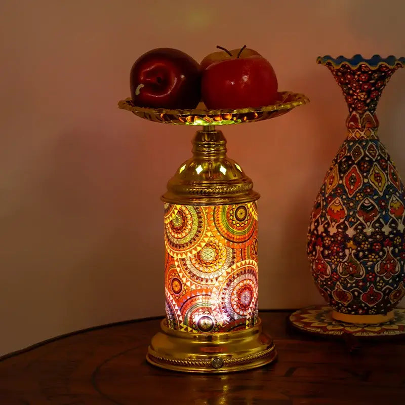 Ornate golden mosaic fruit platter desk lamp bedroom night light
