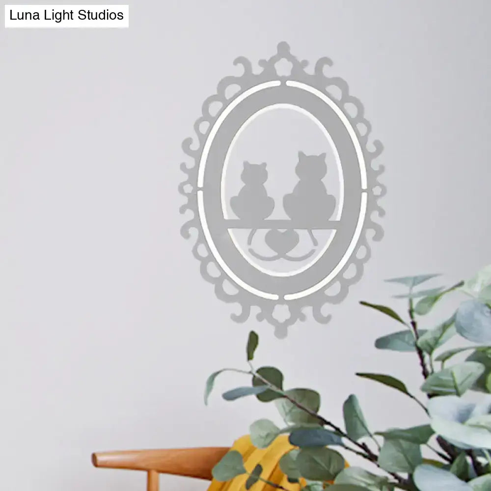 Ornate gray cat silhouette led wall light kitchen fixture