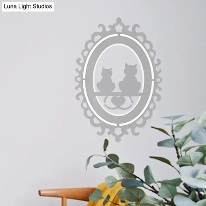 Ornate gray cat silhouette led wall light kitchen fixture
