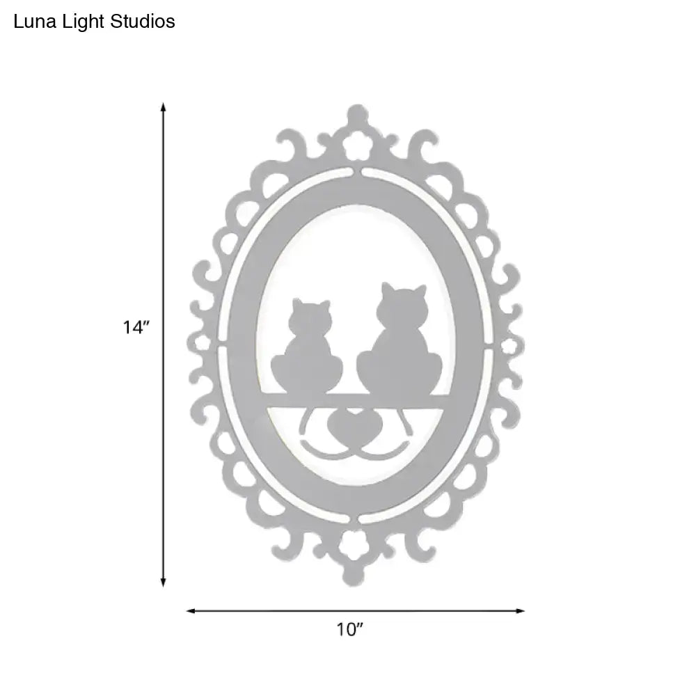 Ornate gray cat silhouette led wall light kitchen fixture