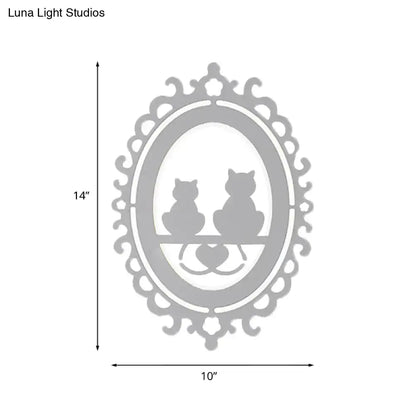 Ornate gray cat silhouette led wall light kitchen fixture