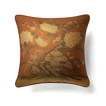 Ornate horse cream linen cushion cover living room pillow