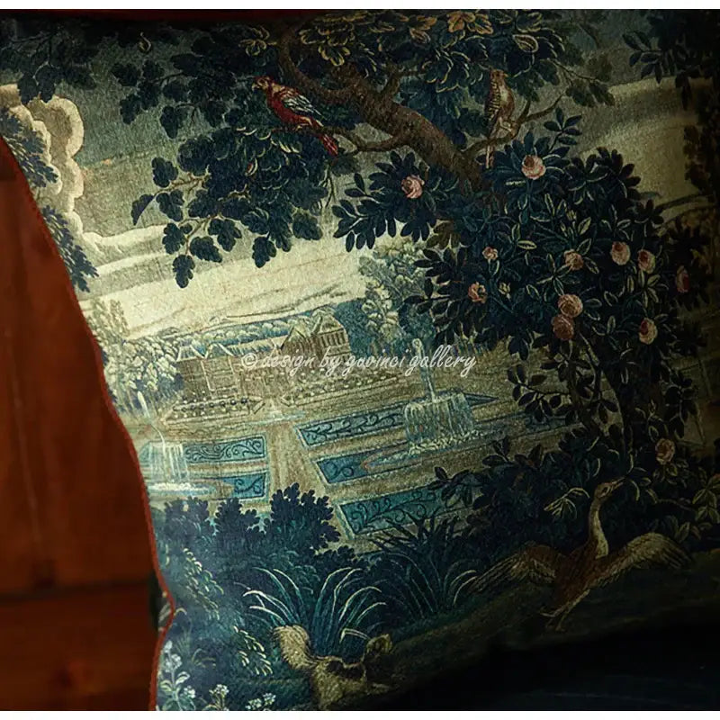 Ornate horse cream linen cushion cover living room pillow