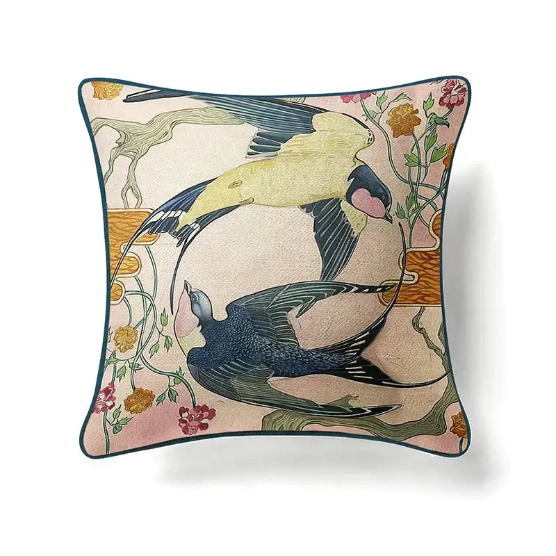 Ornate horse cream linen cushion cover living room pillow