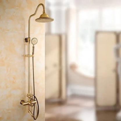 Ornate matte black brass shower faucet set bathroom with handheld