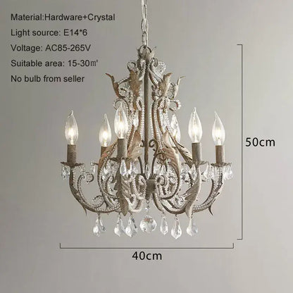 Ornate white iron crystal chandelier for living room