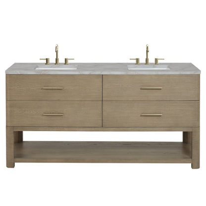 James Martin Lucian 72" Double Bathroom Vanity, Pebble Oak