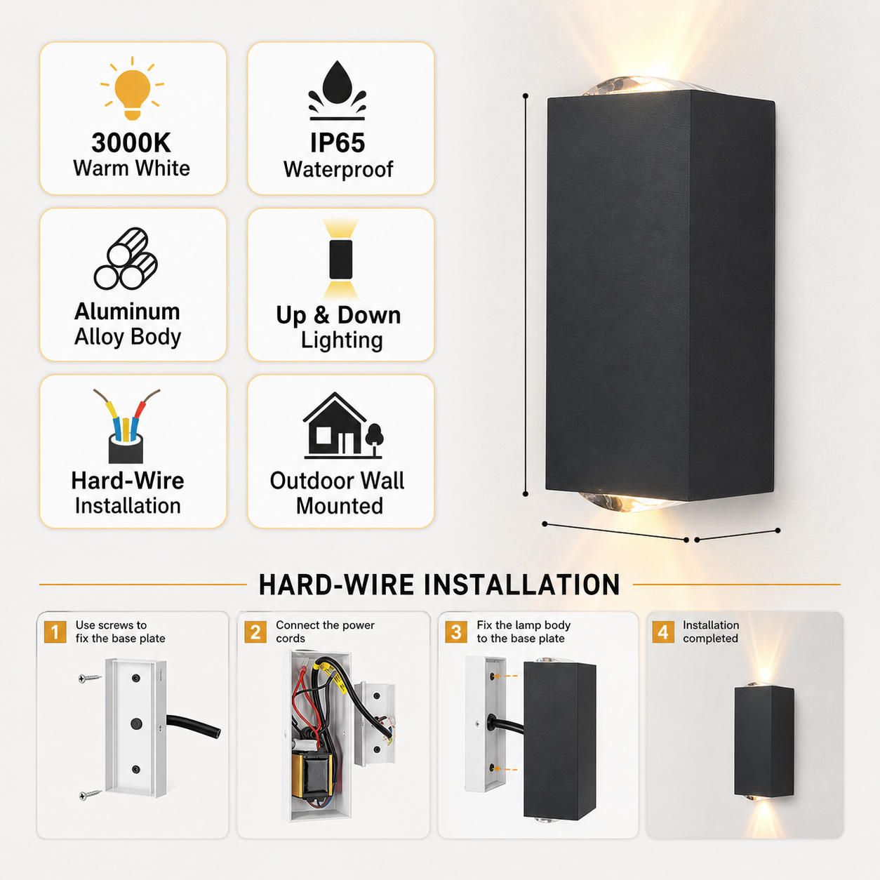 LED Waterproof Outdoor Beam Wall Light
