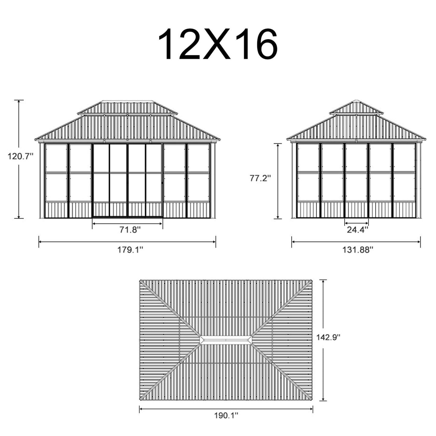 Alora Outdoor Hardtop Aluminum Solarium With Double Roof And LED Lights (SAK42086)