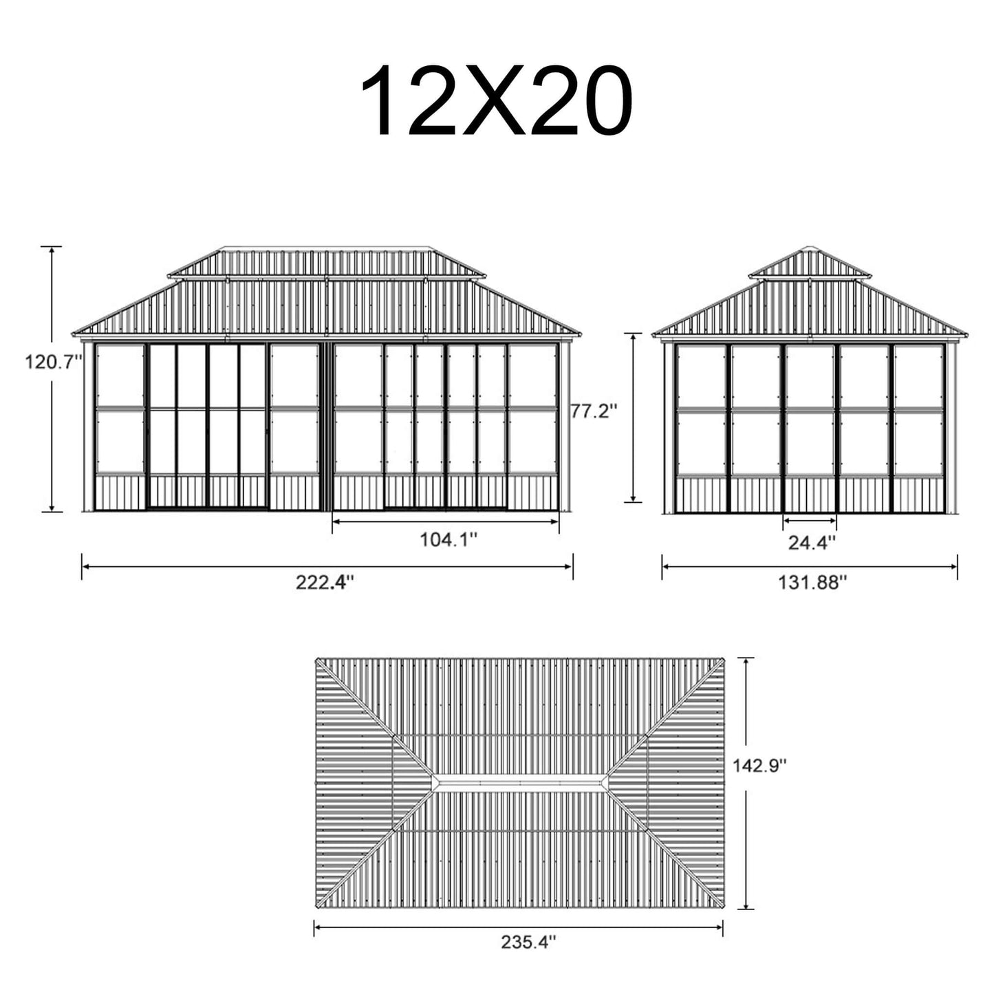 Alora Outdoor Hardtop Aluminum Solarium With Double Roof And LED Lights (SAK42086)