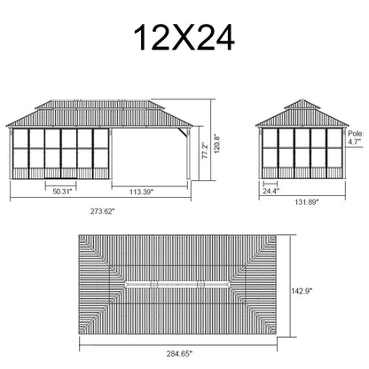 Alora Outdoor Hardtop Aluminum Solarium With Double Roof And LED Lights (SAK42086)
