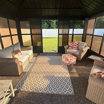 Alora Outdoor Hardtop Aluminum Solarium With Double Roof And LED Lights (SAK42086)