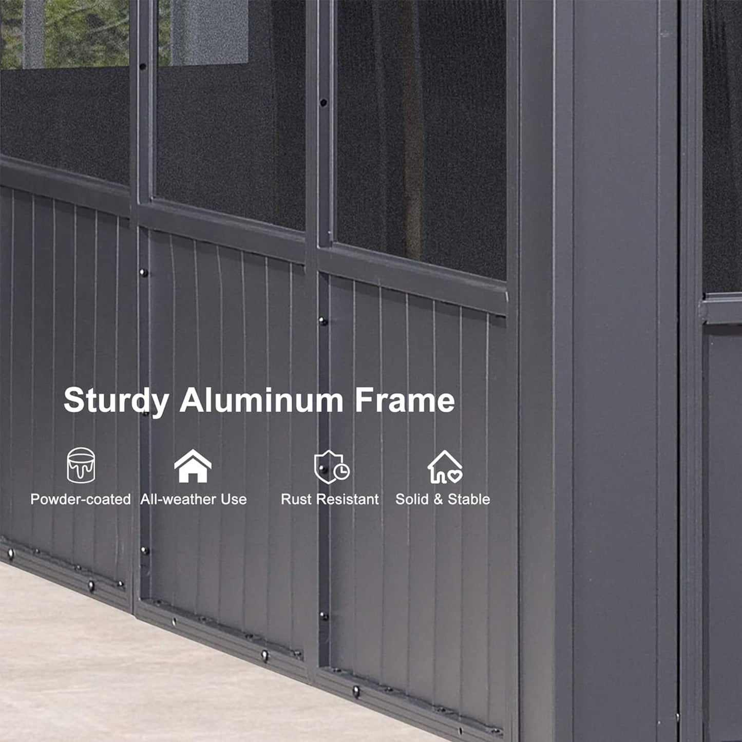 Alora Outdoor Hardtop Aluminum Solarium With Double Roof And LED Lights (SAK42086)