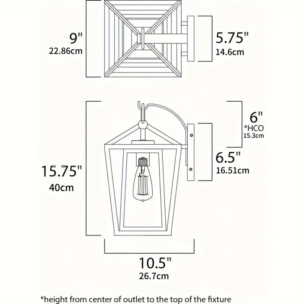 Industrial black wrought iron outdoor wall light with glass shades