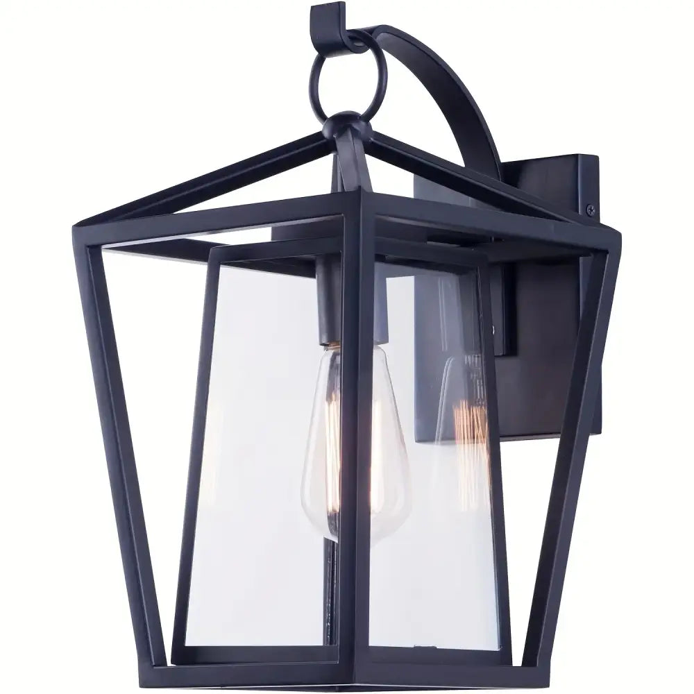 Industrial black wrought iron outdoor wall light with glass shades