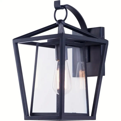 Industrial black wrought iron outdoor wall light with glass shades