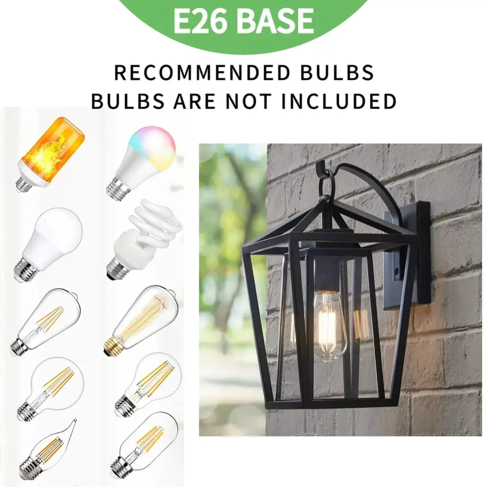 Industrial black wrought iron outdoor wall light with glass shades