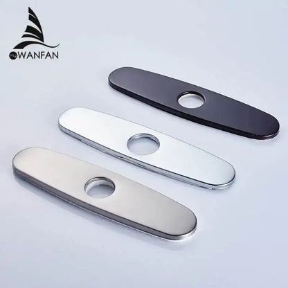 Oval black & chrome decorbites deck plate kitchen faucet escutcheon