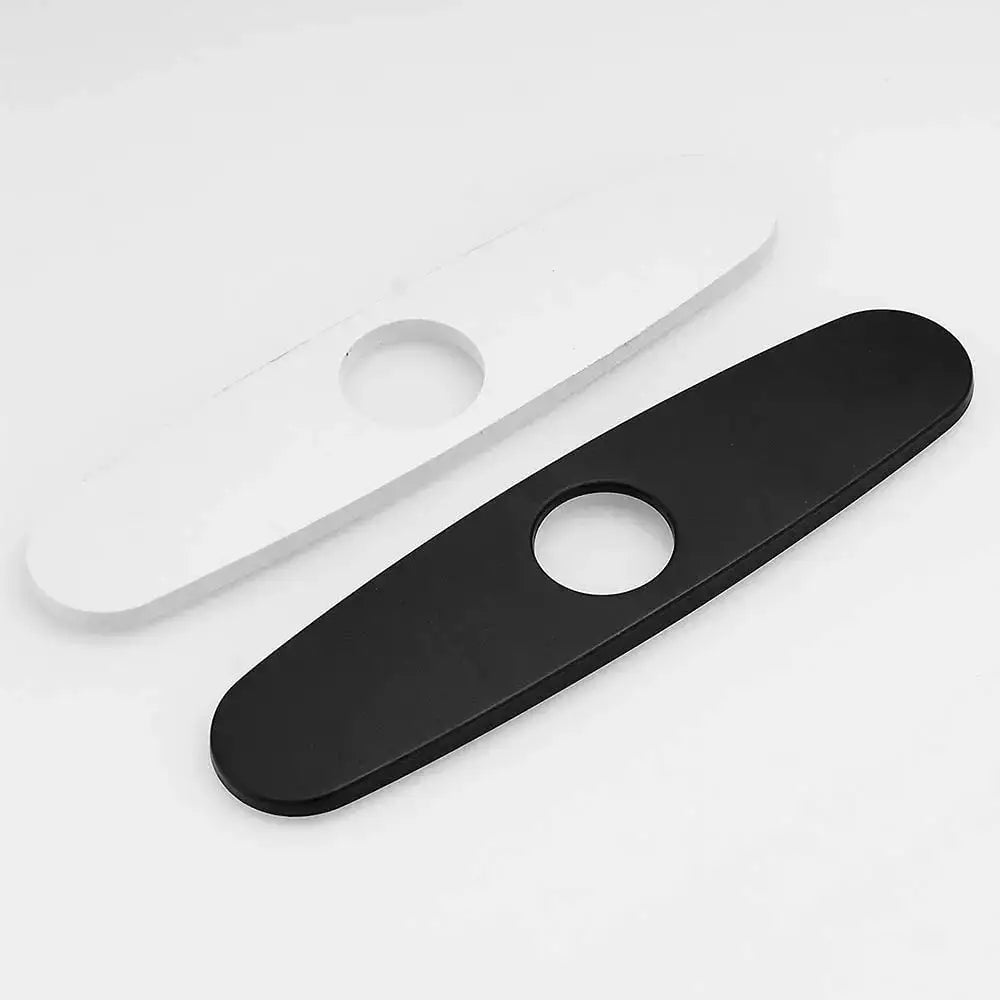 Oval black & chrome decorbites deck plate kitchen faucet escutcheon