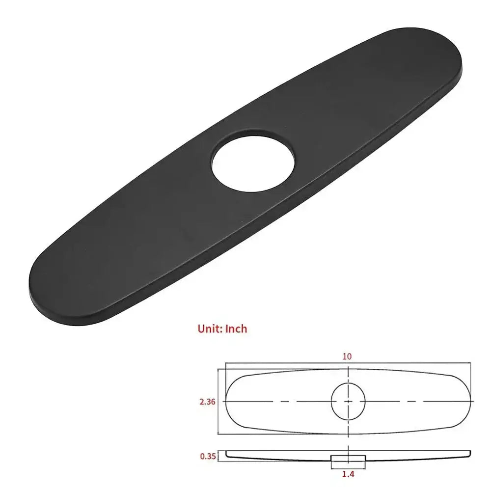 Oval black & chrome decorbites deck plate kitchen faucet escutcheon