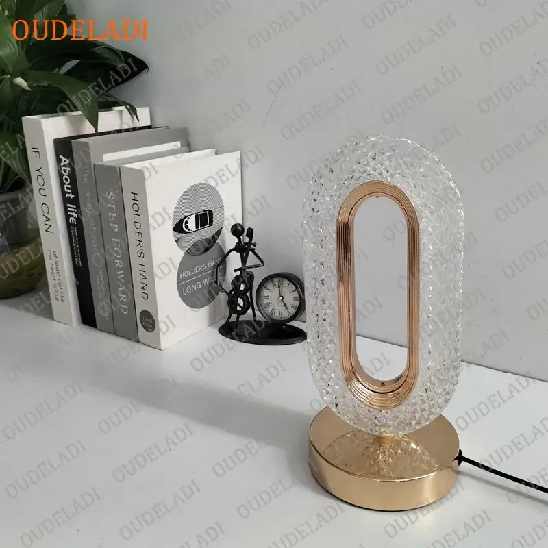 Oval gold crystal bedroom table lamp led atmosphere light