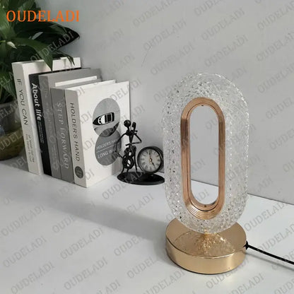 Oval gold crystal bedroom table lamp led atmosphere light