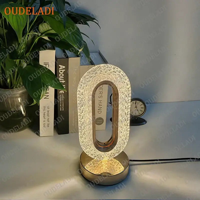 Oval gold crystal bedroom table lamp led atmosphere light