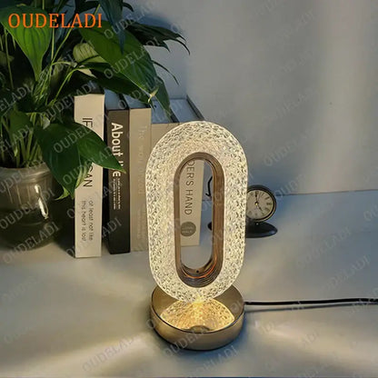 Oval gold crystal bedroom table lamp led atmosphere light