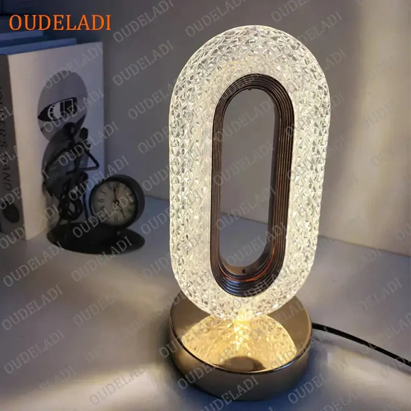 Oval gold crystal bedroom table lamp led atmosphere light