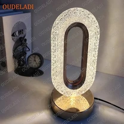 Oval gold crystal bedroom table lamp led atmosphere light