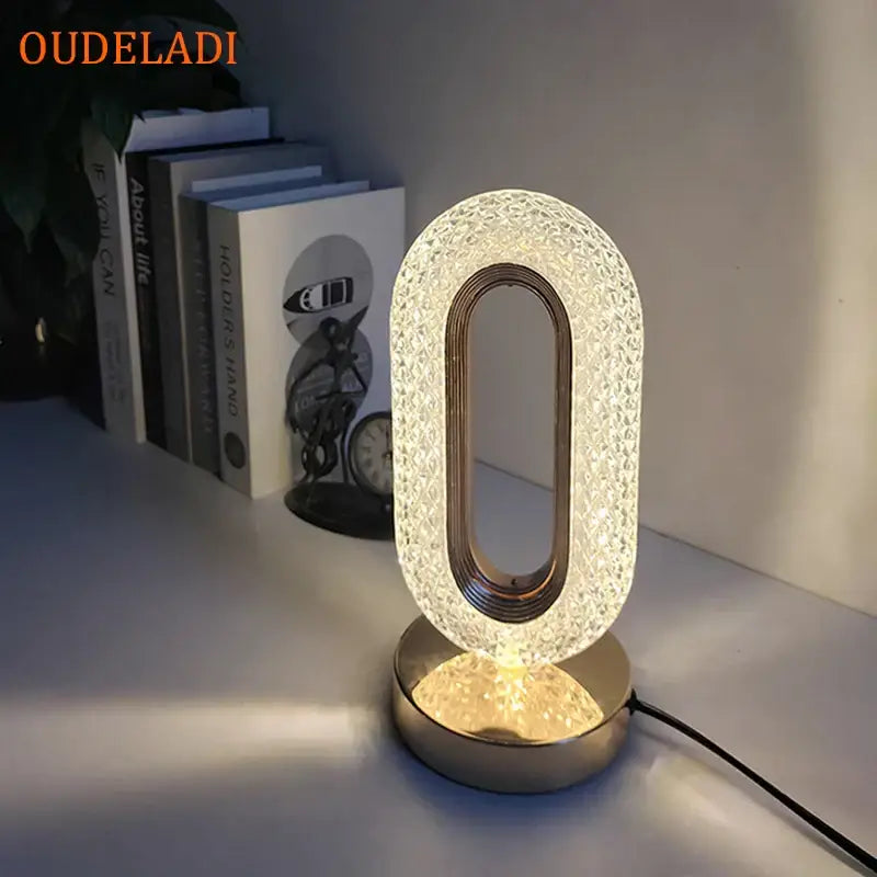 Oval gold crystal bedroom table lamp led atmosphere light