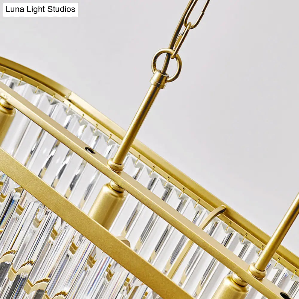DecorBites™ Oval Island Ceiling Light with Postmodern Design - 4 Clear Crystal Rod Suspension Heads