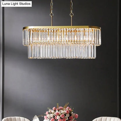 DecorBites™ Oval Island Ceiling Light with Postmodern Design - 4 Clear Crystal Rod Suspension Heads