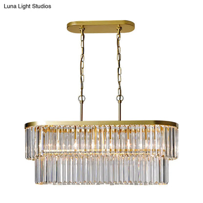 DecorBites™ Oval Island Ceiling Light with Postmodern Design - 4 Clear Crystal Rod Suspension Heads