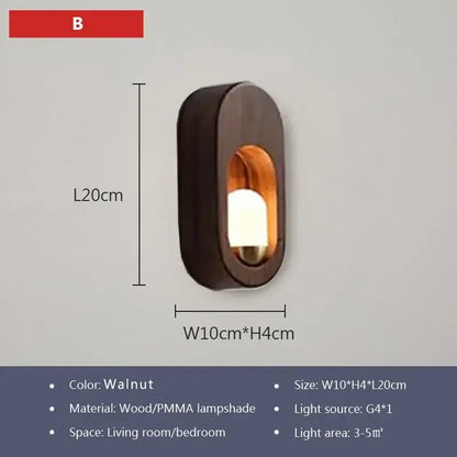 Oval led wooden wall lamp warm amber sconce for bedroom