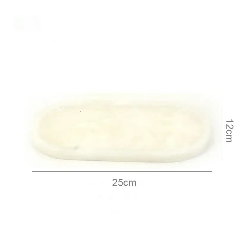 Oval white calacatta marble vanity tray bathroom soap dish