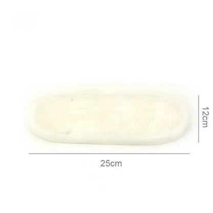 Oval white calacatta marble vanity tray bathroom soap dish