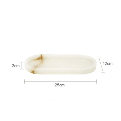 Oval white calacatta marble vanity tray bathroom soap dish