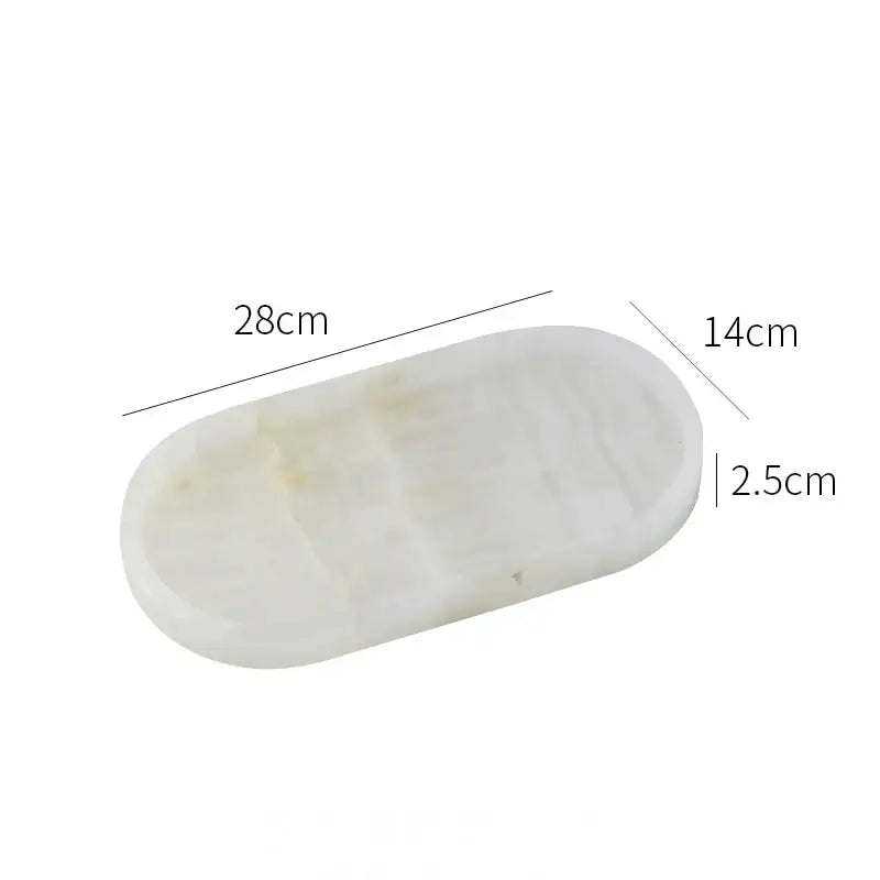 Oval white calacatta marble vanity tray bathroom soap dish