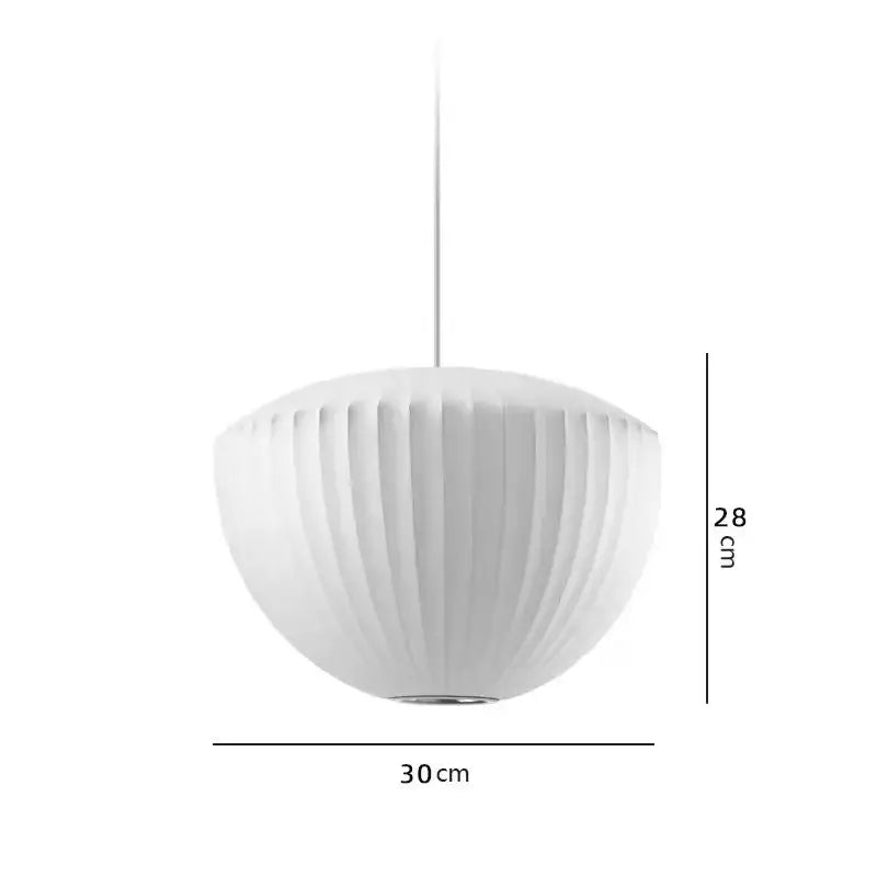 Oval white ribbed bubble silk pendant chandelier for dining room