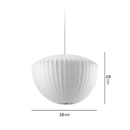 Oval white ribbed bubble silk pendant chandelier for dining room