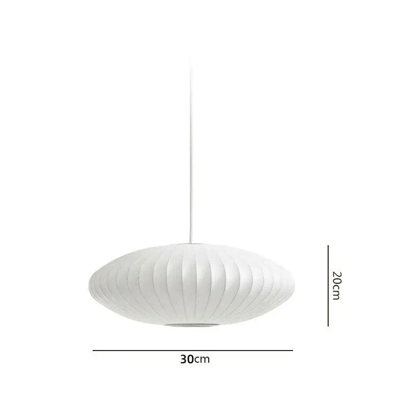 Oval white ribbed bubble silk pendant chandelier for dining room