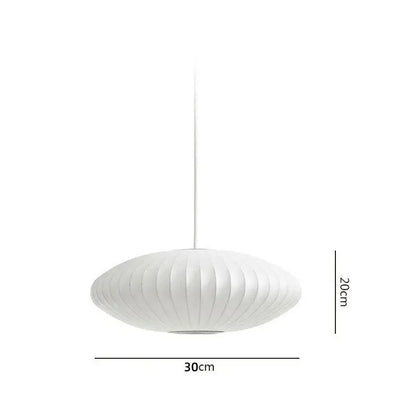 Oval white ribbed bubble silk pendant chandelier for dining room
