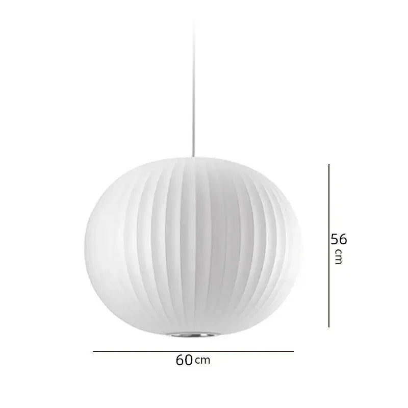 Oval white ribbed bubble silk pendant chandelier for dining room