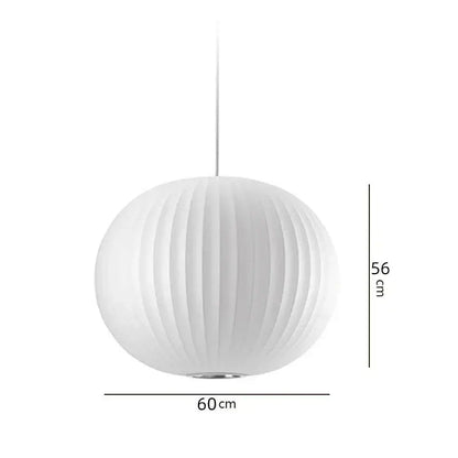 Oval white ribbed bubble silk pendant chandelier for dining room