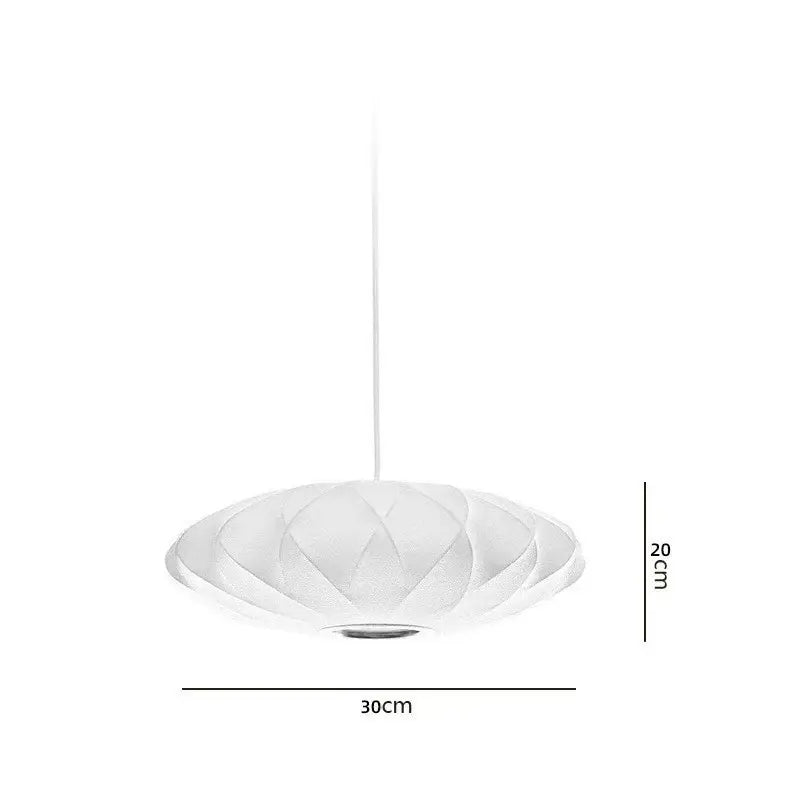 Oval white ribbed bubble silk pendant chandelier for dining room