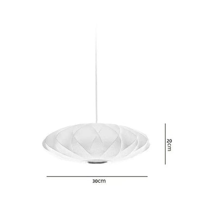 Oval white ribbed bubble silk pendant chandelier for dining room