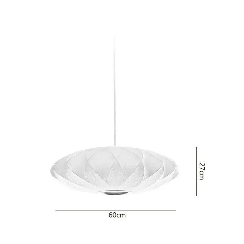Oval white ribbed bubble silk pendant chandelier for dining room